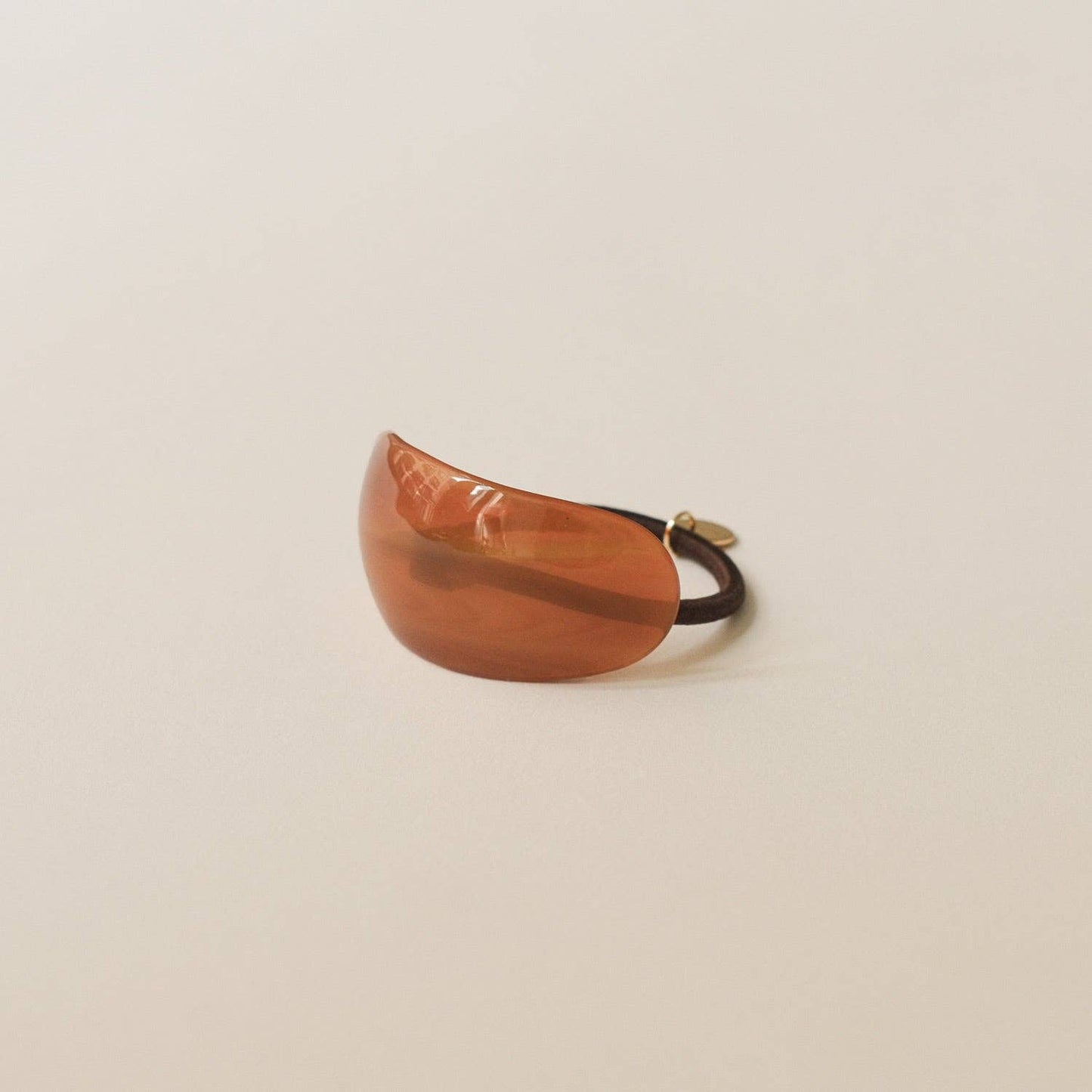 Brown Curved Oval Resin Ponytail Hair Tie