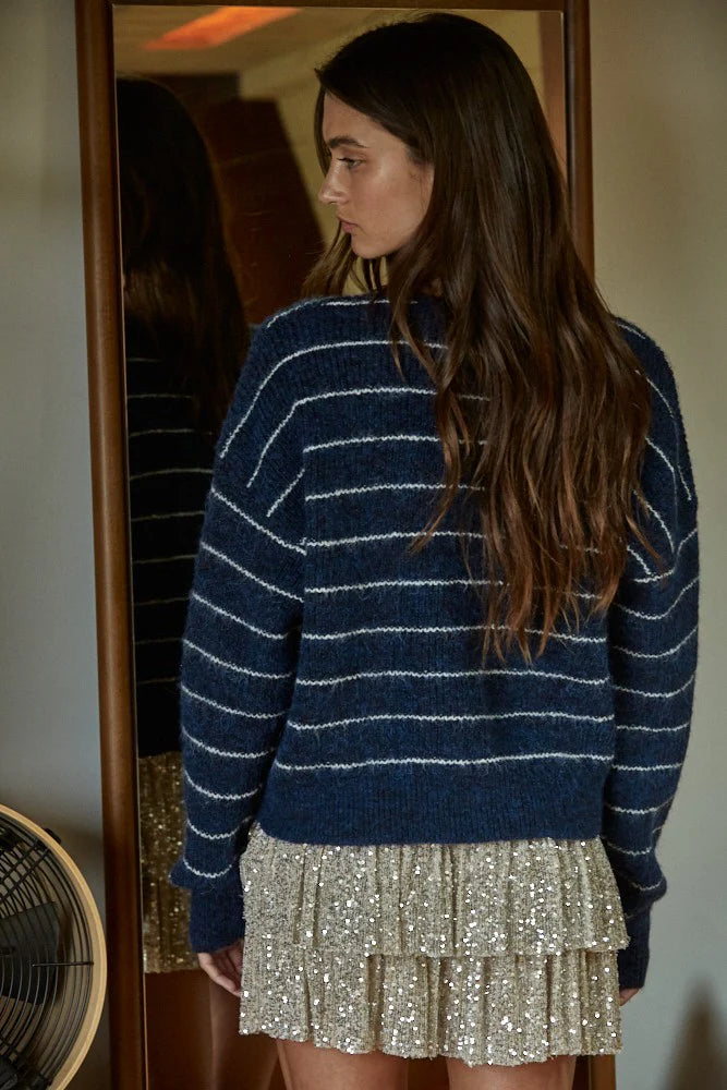 Stripe Gold Button Down Cardigan