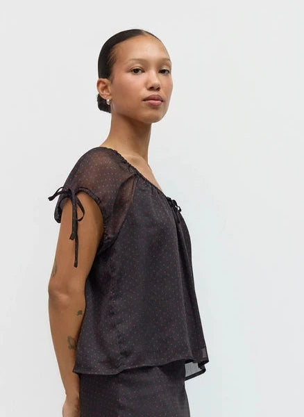Sheer Polka Dot Chiffon Top