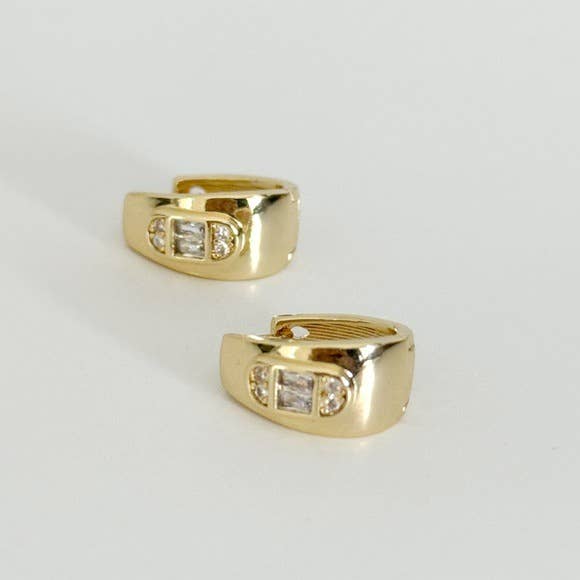 Gold Filled CZ Huggie Hoop Earrings