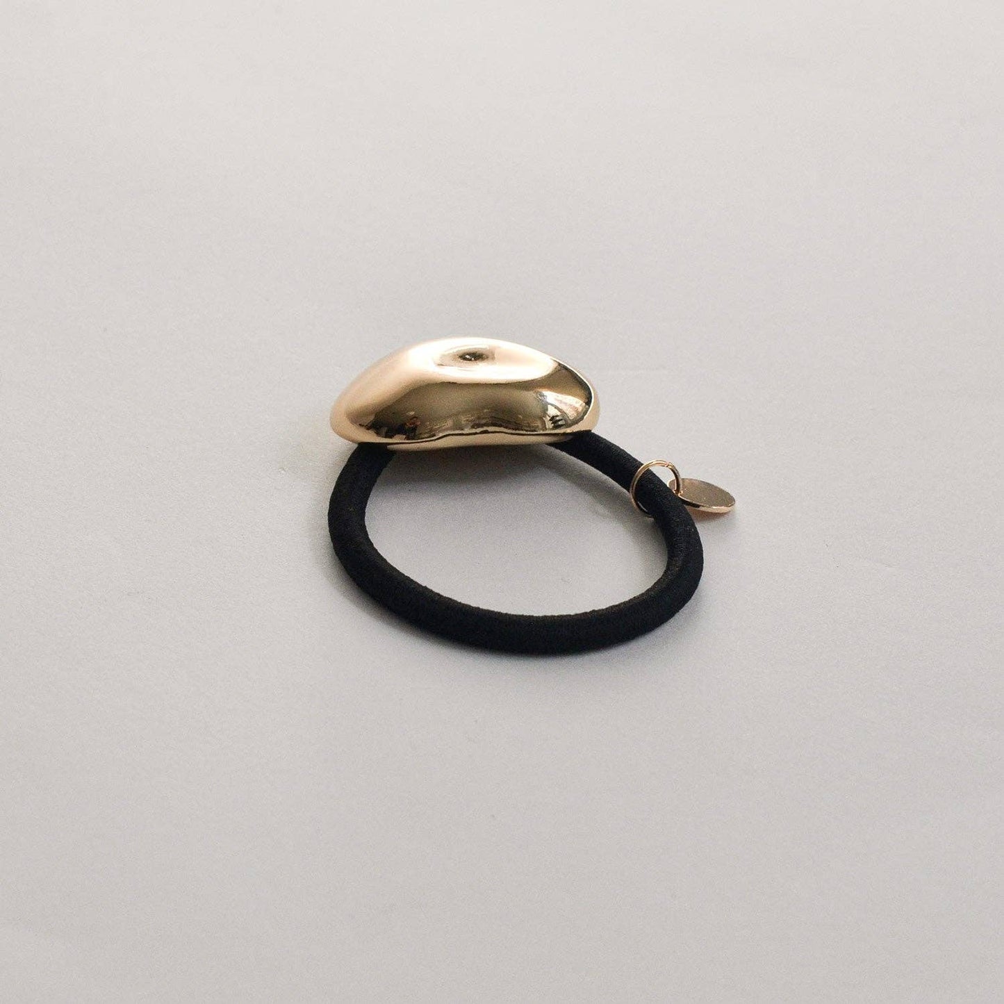 Gold Pebble-Shaped Metal Cuff Hair Tie
