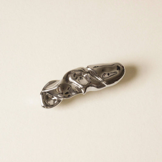 Silver Textured Metal Barrette Hair Clip