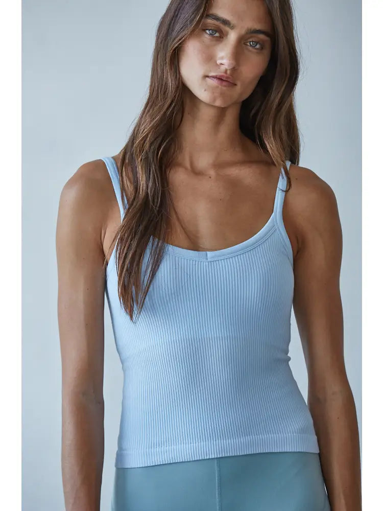 Seamless Ribbed Built In Bra Cami Tank