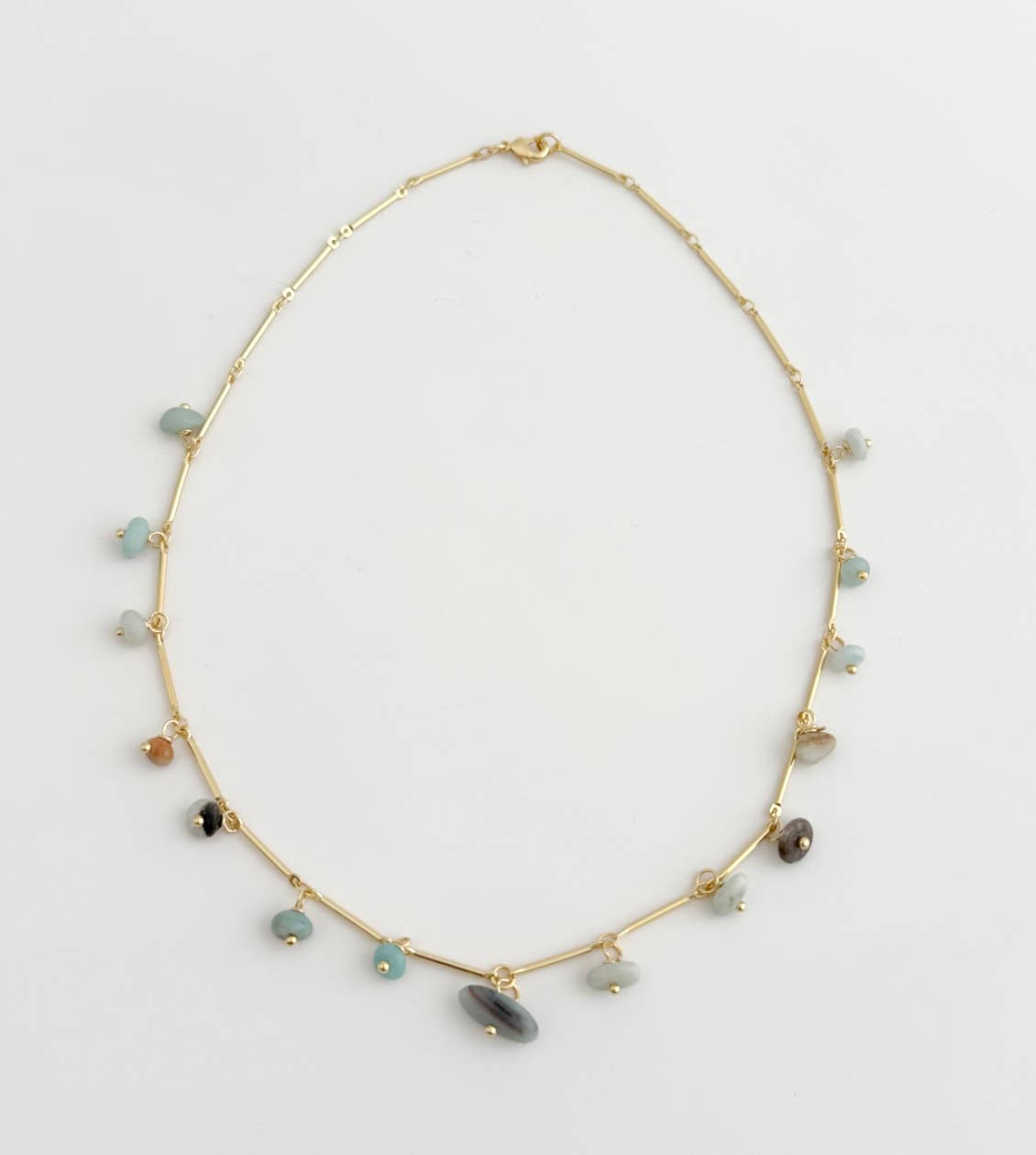 Gold Filled Amazonite Stone Link Chain Necklace