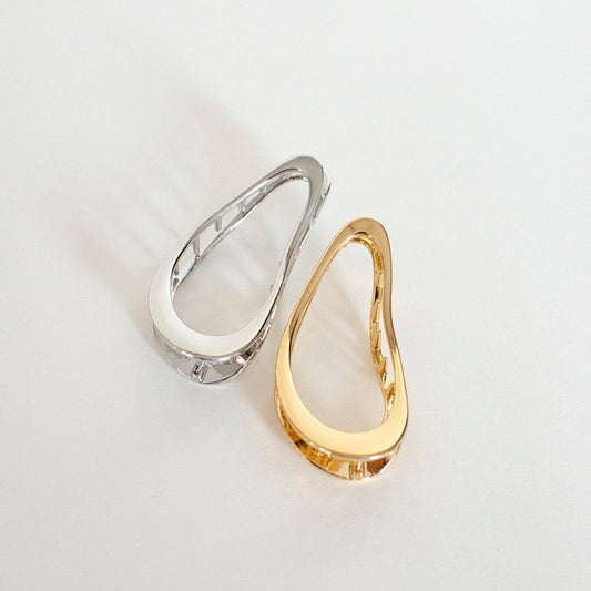 Minimal Organic Wave Metal Hair Claw Clip - Gold or Silver