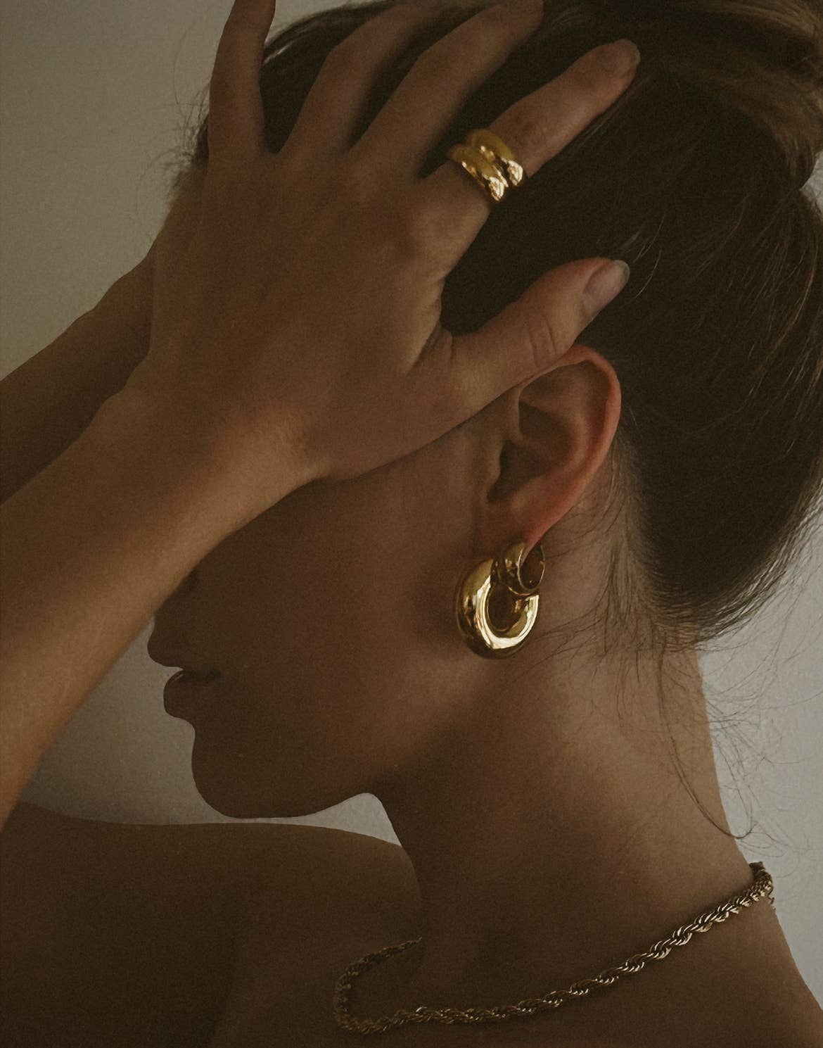 Chunky Gold Huggie Hoop Earrings