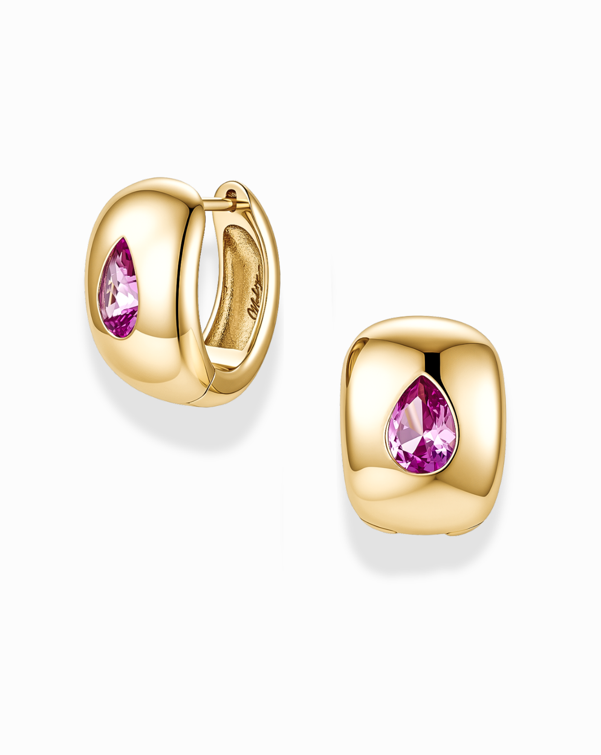 Gold Pink Gemstone Earrings