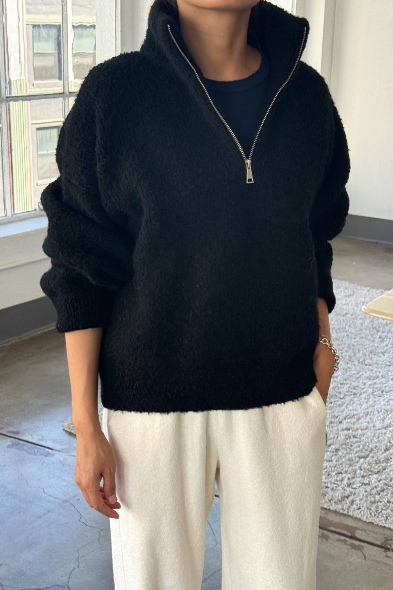 Andre Half Zip Mock Neck Pullover Sweater