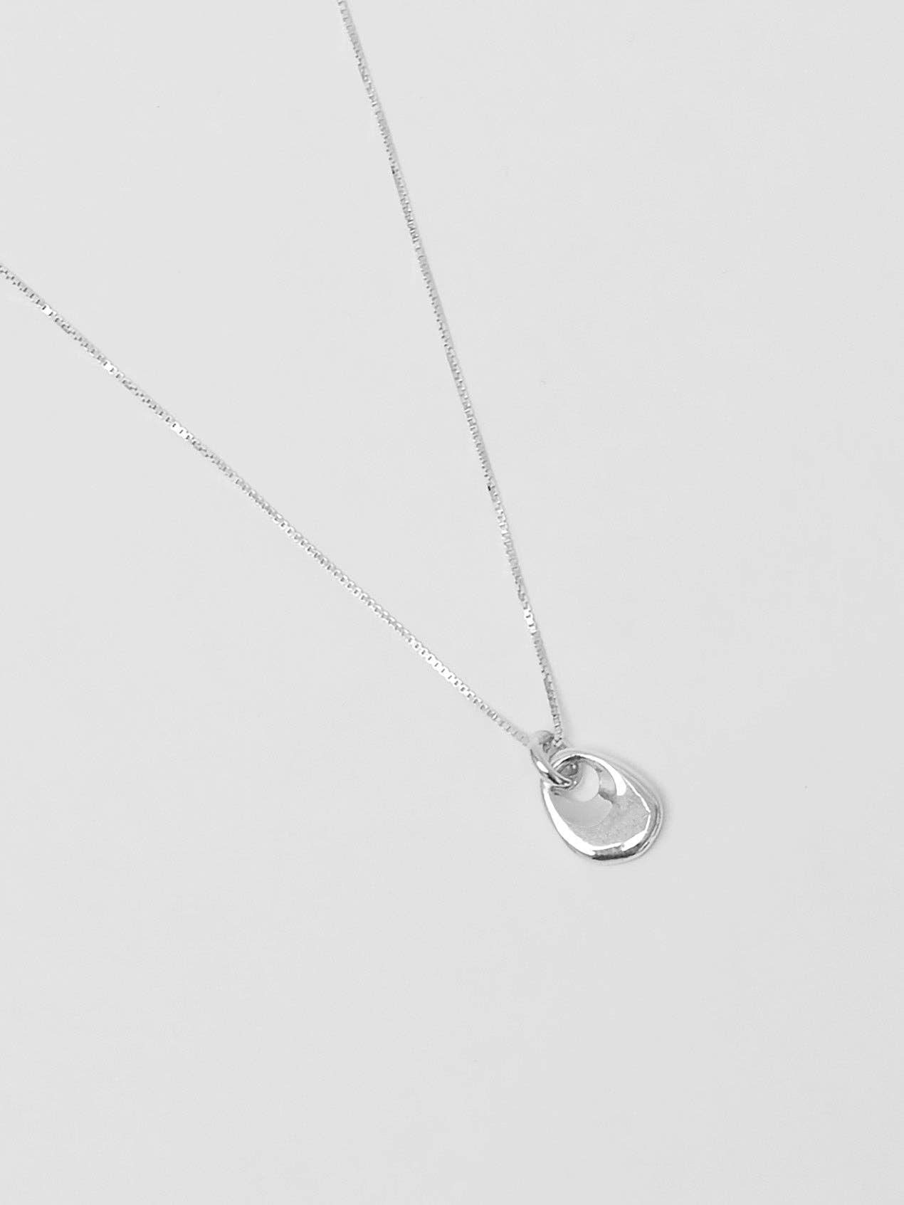 Silver Petal Charm Pendant Necklace