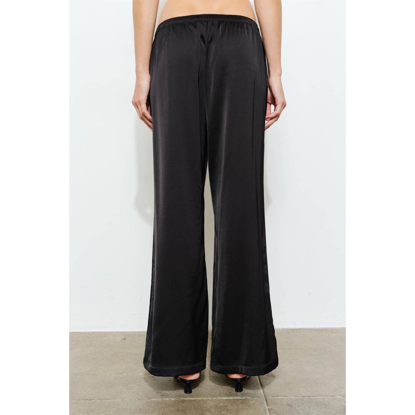 Black Satin Red Side Stripe Track Pants