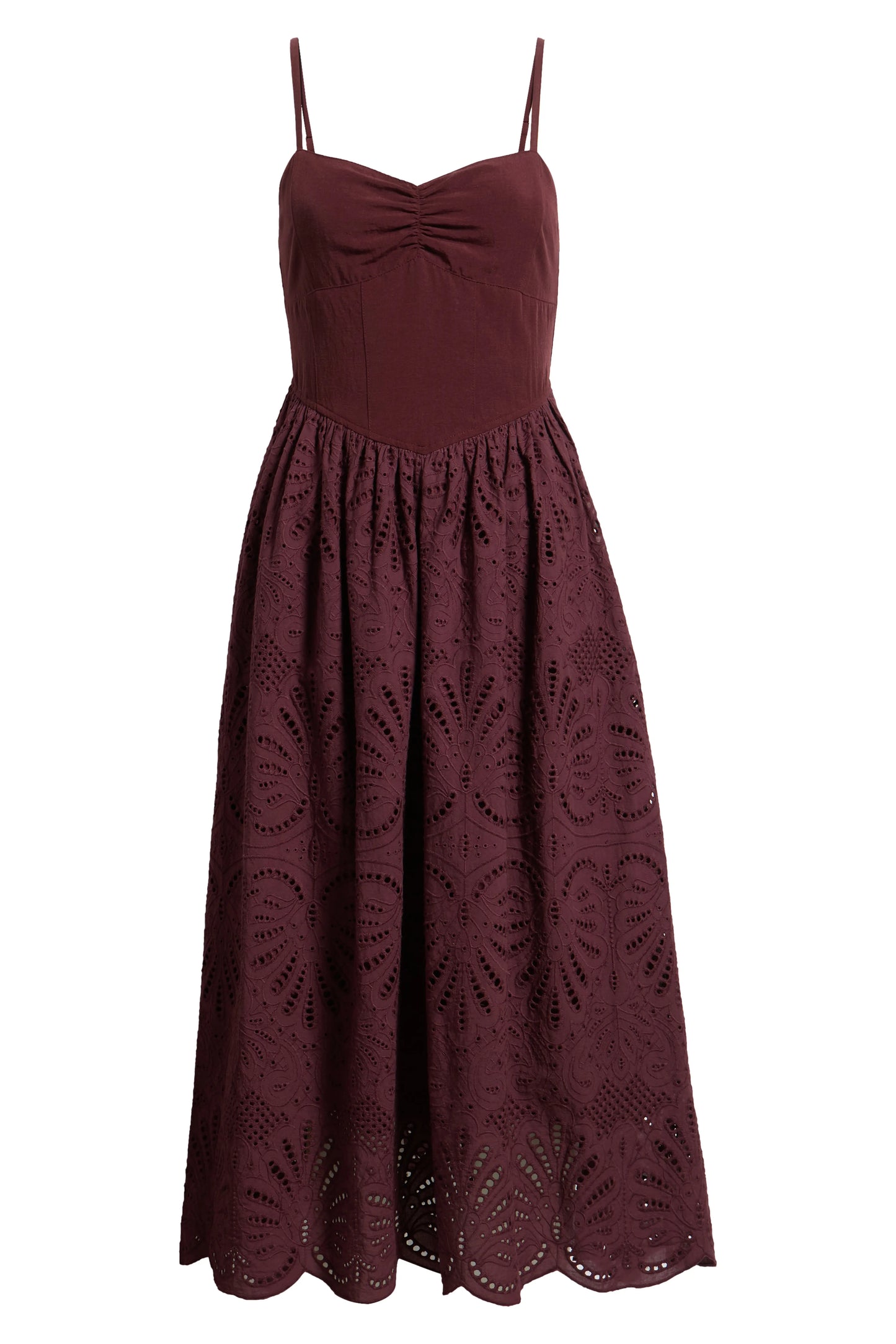 Eyelet Scallop Lace Midi Dress