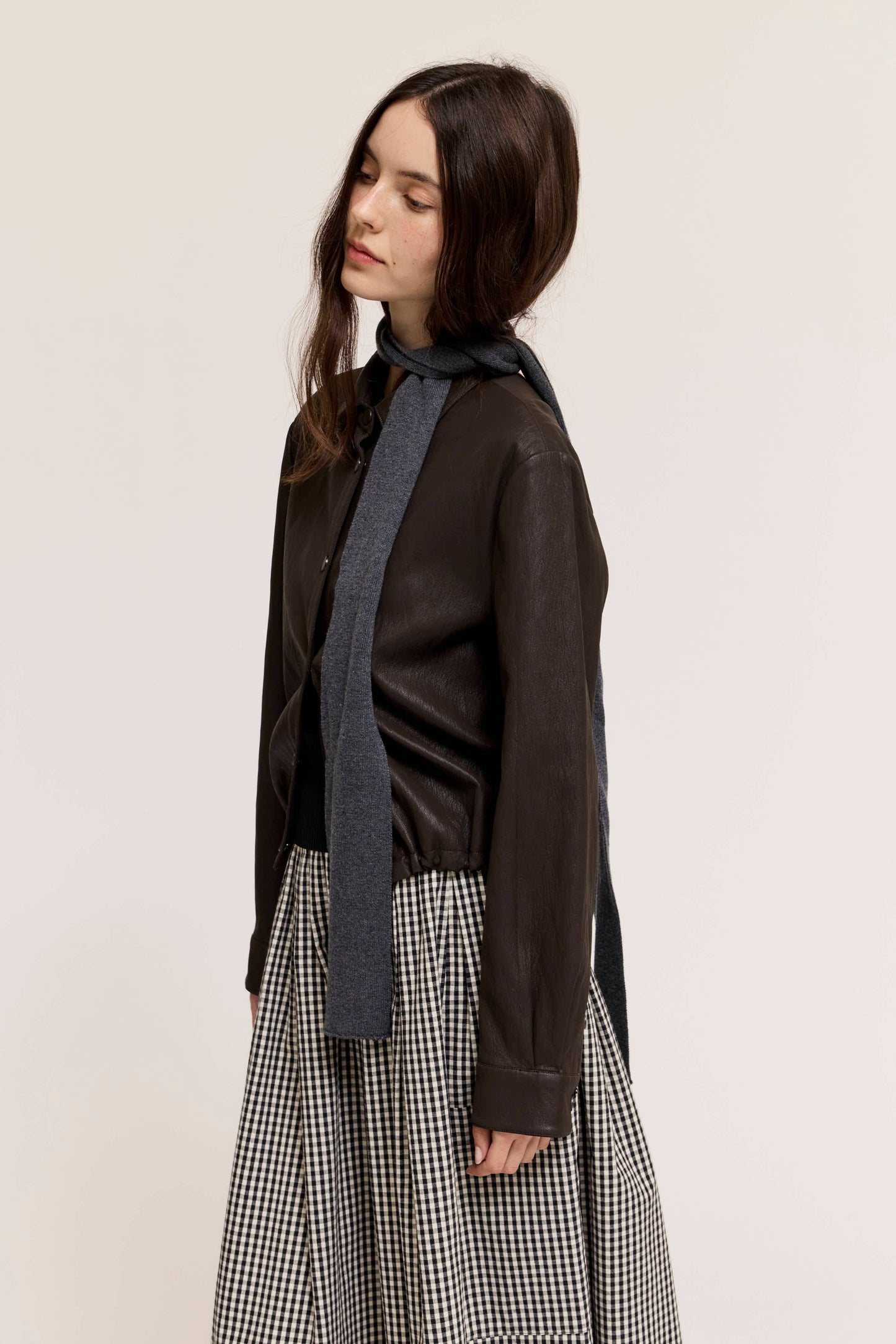 Vegan Leather Snap Button Jacket
