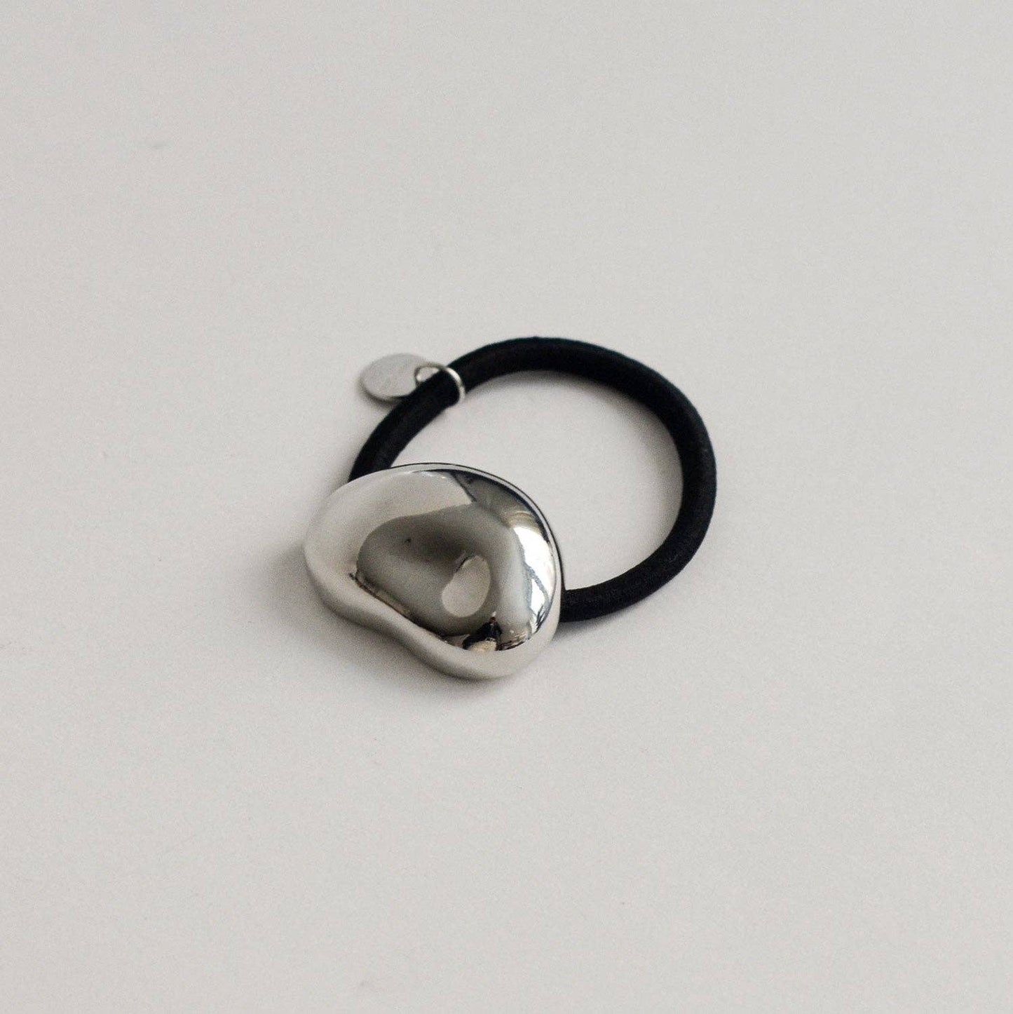 Silver Pebble-Shaped Metal Cuff Hair Tie