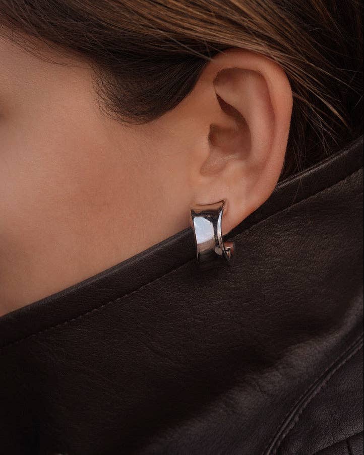 Silver Chunky Curved Hoops