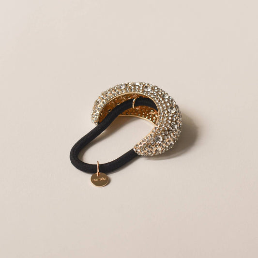 Gold Stone Crescent Metal Cuff Ponytail Hair Tie