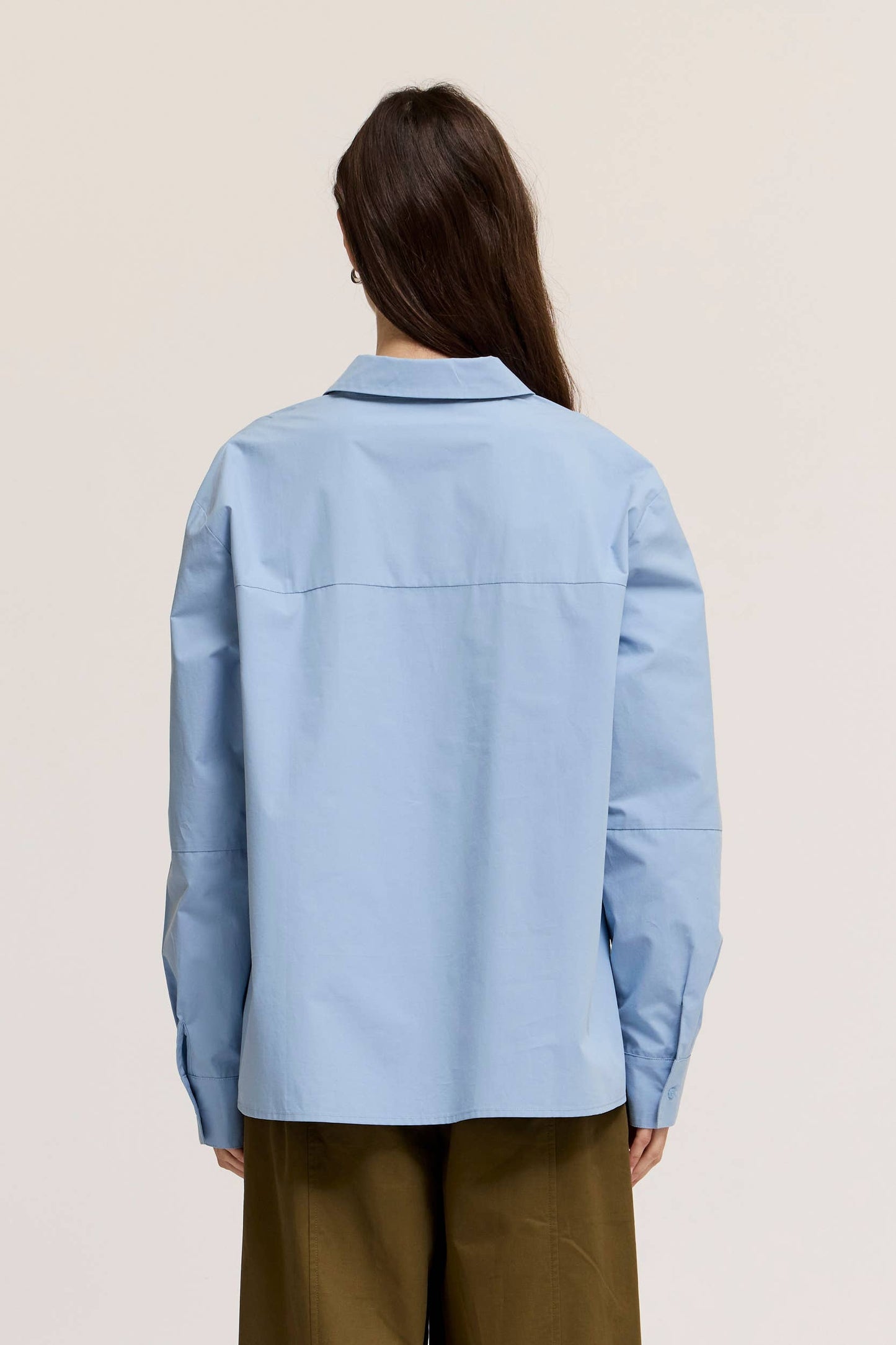 Slate Blue Drop Shoulder Cotton Shirt