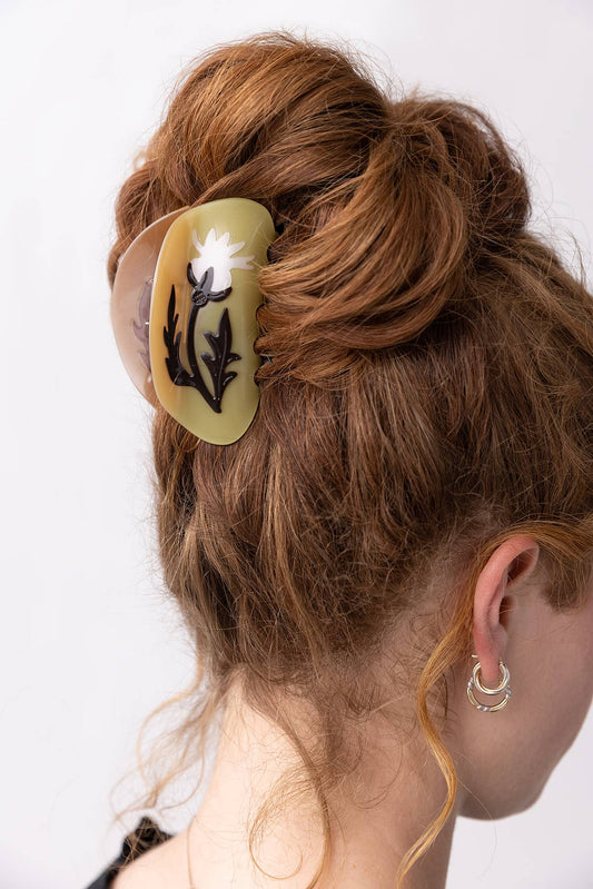 Yellow Rosehip Flower Hair Claw