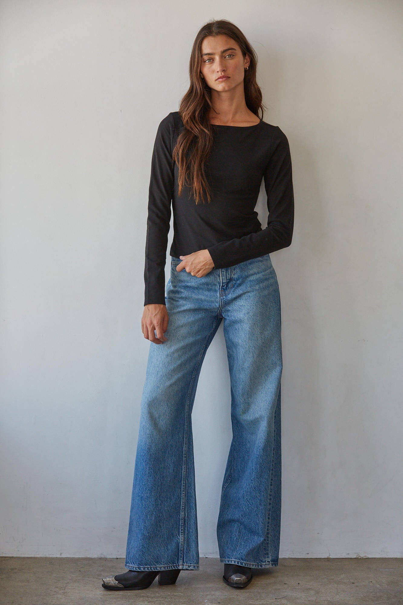 Boat Neck Long Sleeve Tee