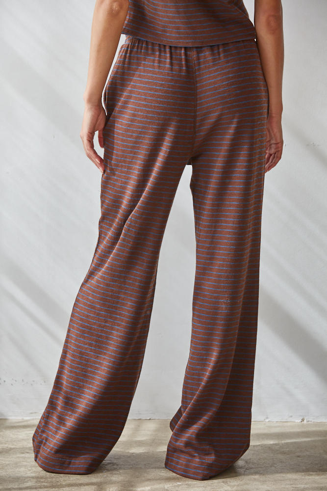Dark Brown Blue Striped Pants