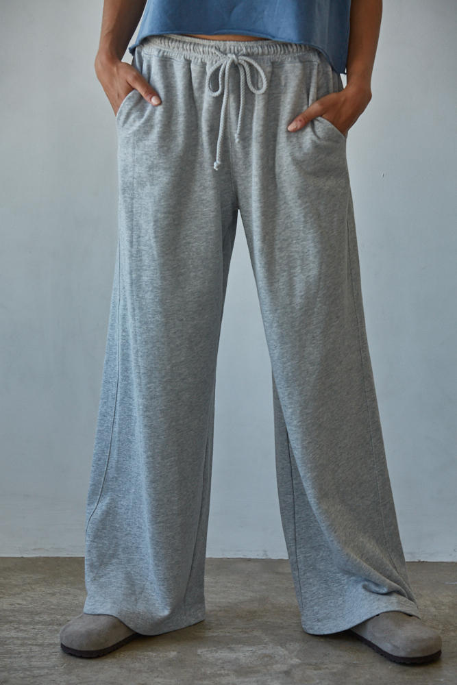 French Terry Wide Leg Drawstring Pant
