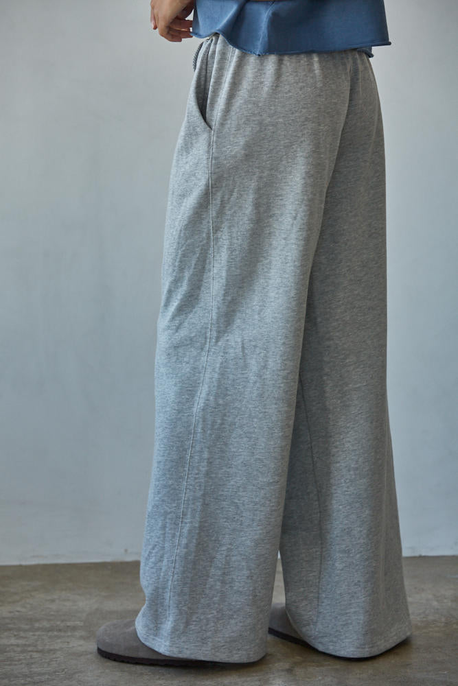 French Terry Wide Leg Drawstring Pant