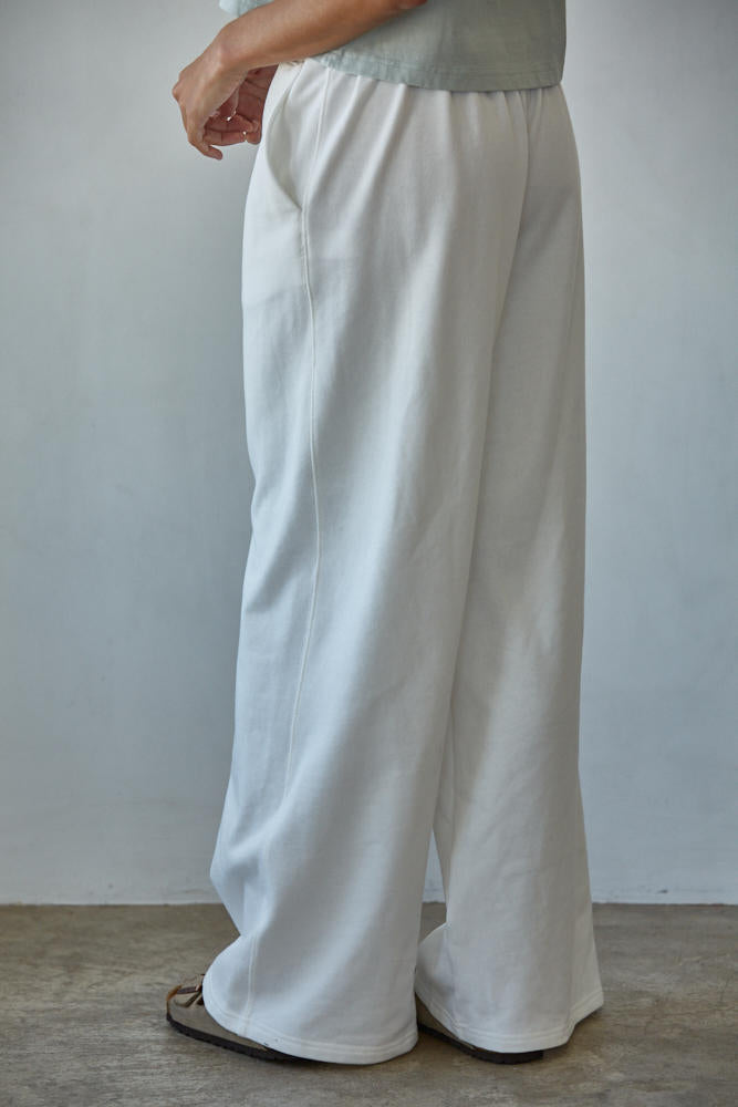 French Terry Wide Leg Drawstring Pant