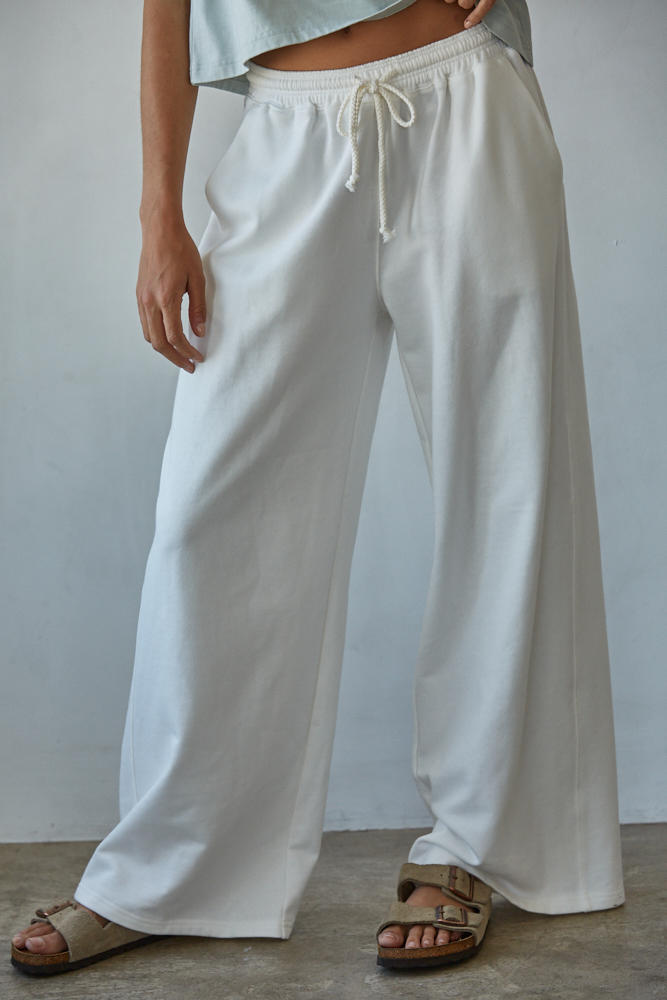 French Terry Wide Leg Drawstring Pant