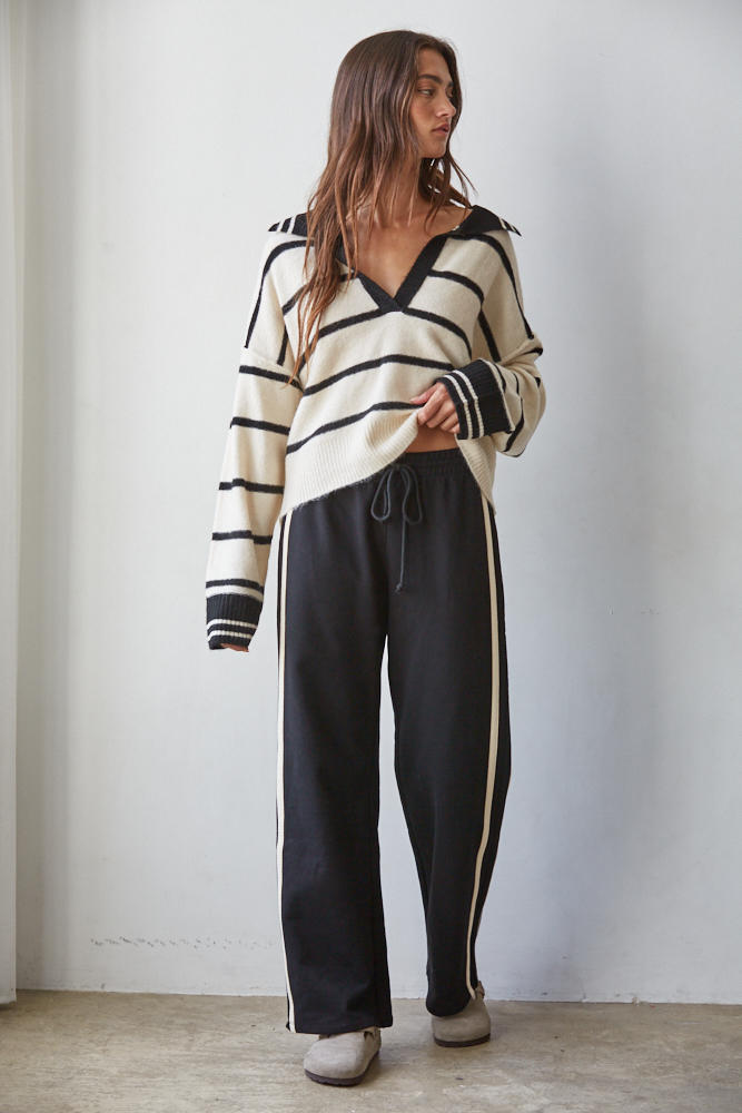 French Terry Striped Lounge Pant