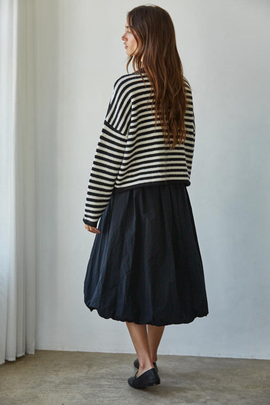 Black Bubble Midi Skirt