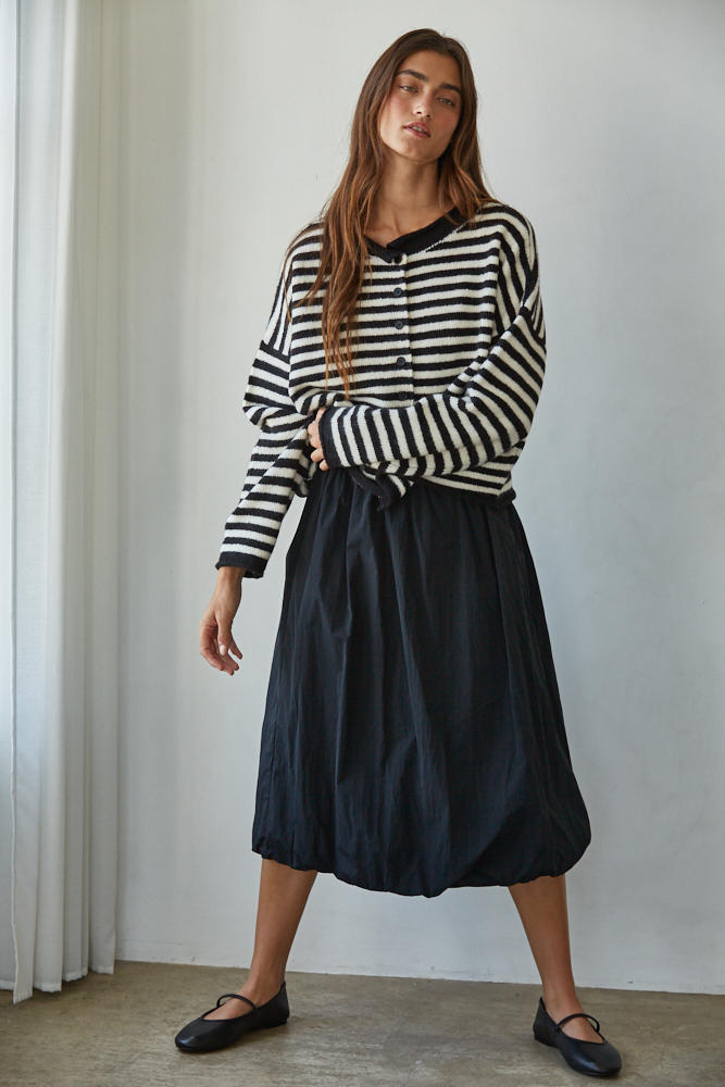 Black Bubble Midi Skirt