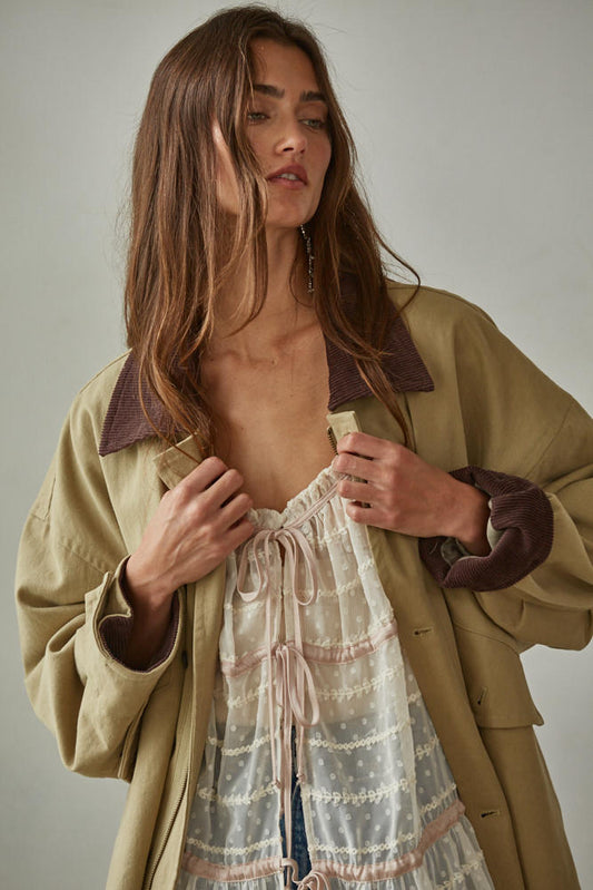 Khaki Corduroy Collar Barn Jacket