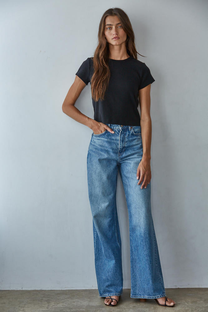 Fitted Cropped Cotton Jersey Tee