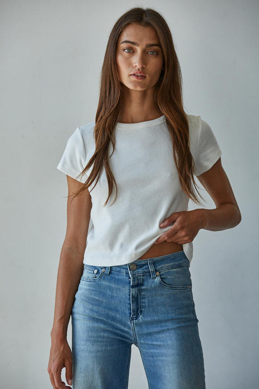 Fitted Cropped Cotton Jersey Tee