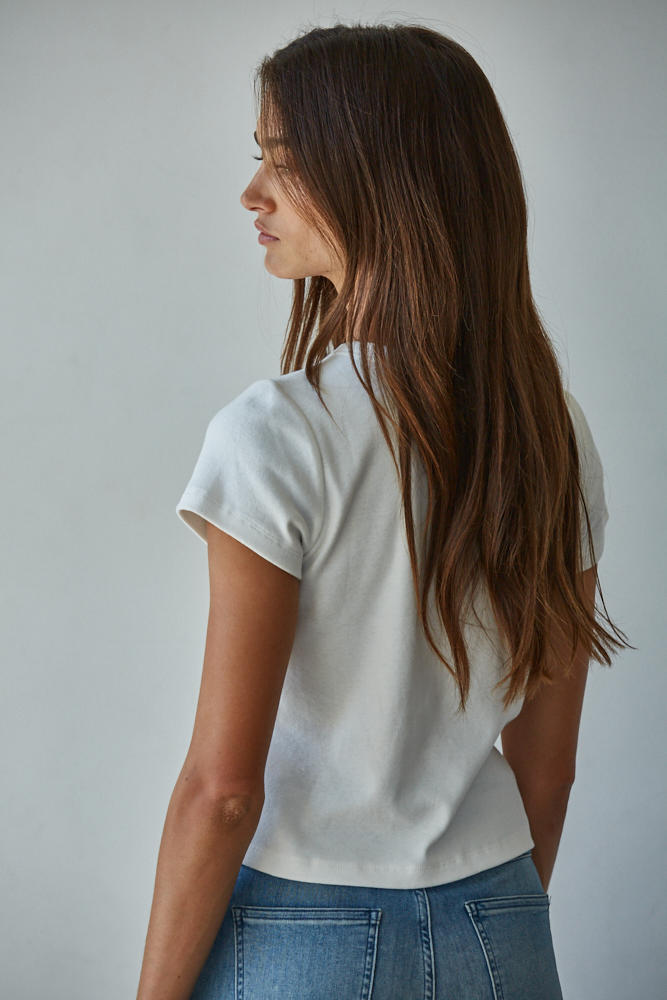 Fitted Cropped Cotton Jersey Tee