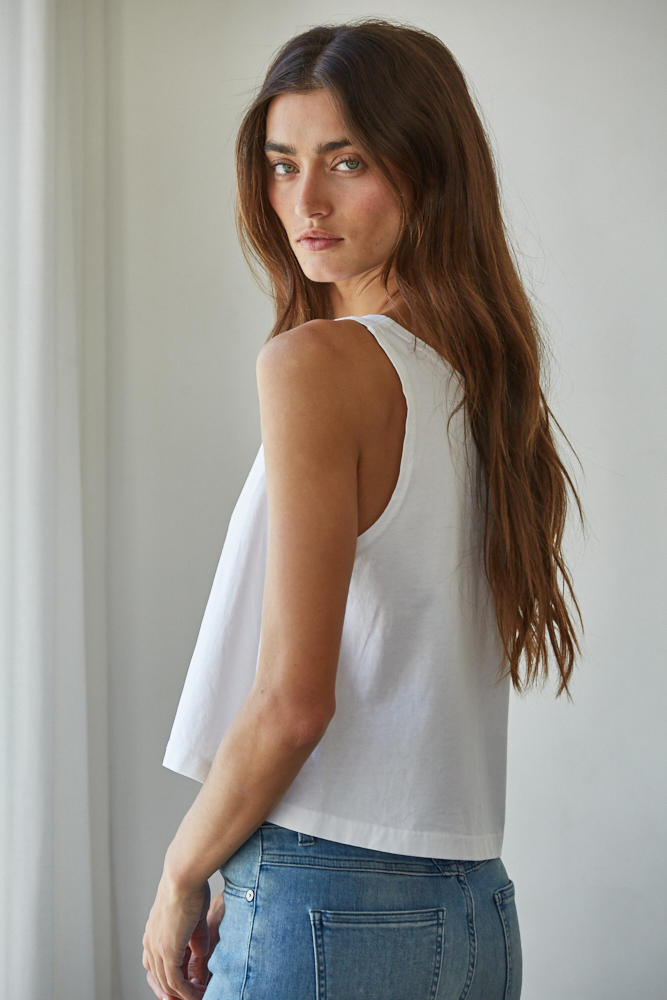 Relaxed Cotton Scoop Neck Tank Top