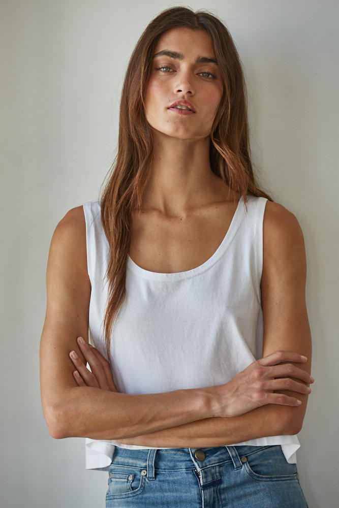 Relaxed Cotton Scoop Neck Tank Top