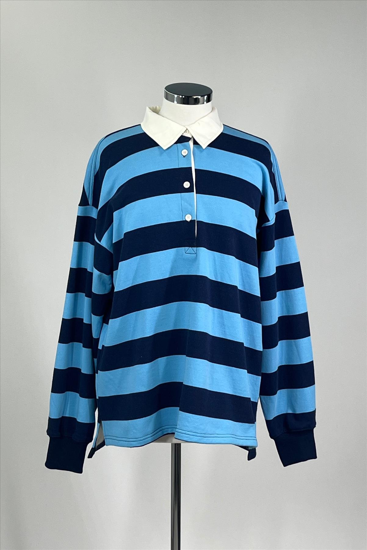 French Terry Rugby Pullover Top