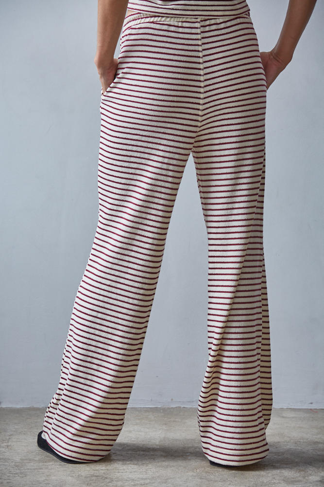 Striped Terry Jersey Knit Drawstring Pant