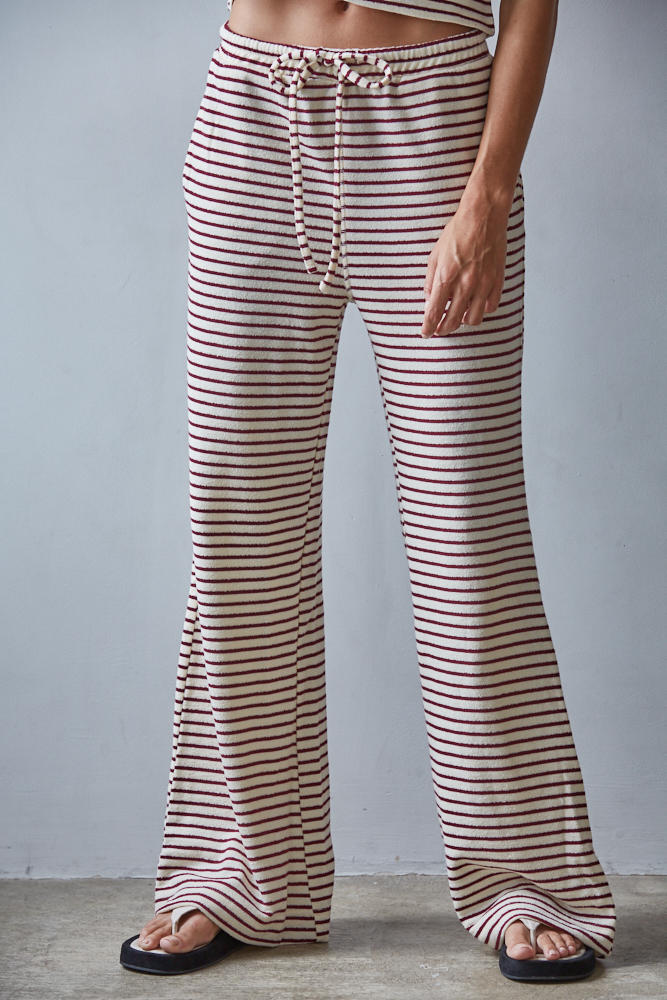 Striped Terry Jersey Knit Drawstring Pant