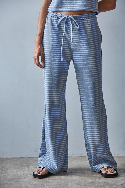 Striped Terry Jersey Knit Drawstring Pant