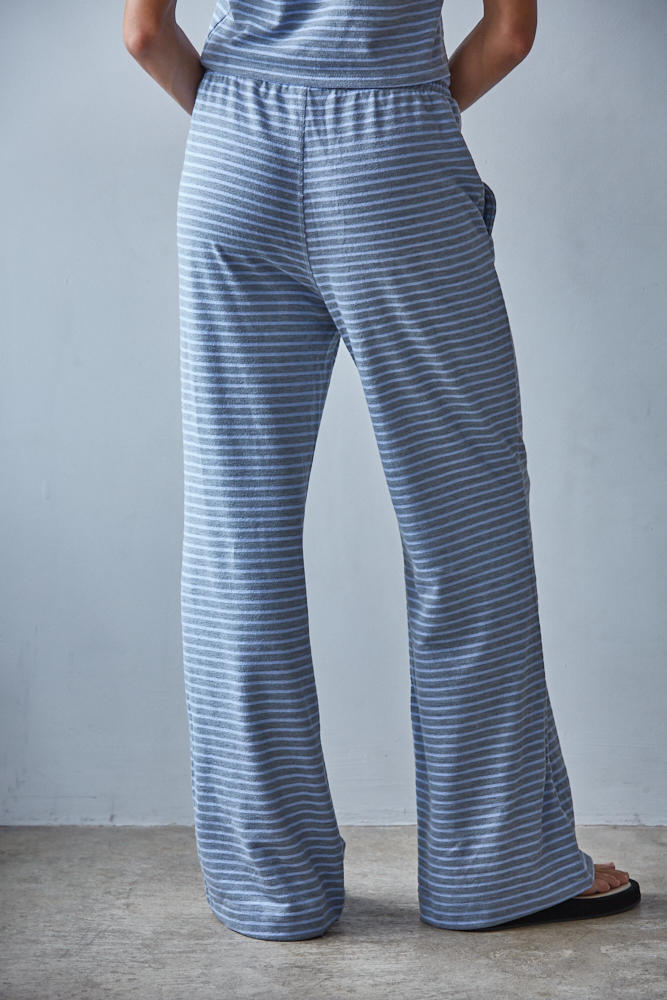 Striped Terry Jersey Knit Drawstring Pant