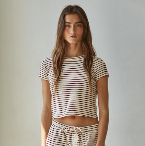 Striped Terry Jersey Knit Tee