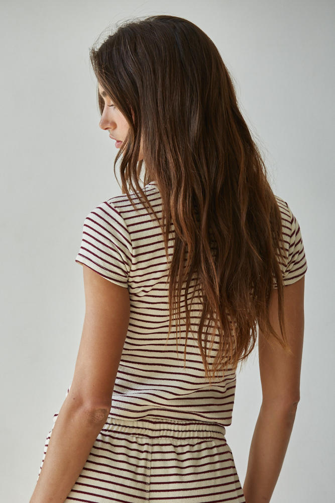 Striped Terry Jersey Knit Tee