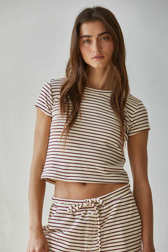 Striped Terry Jersey Knit Tee