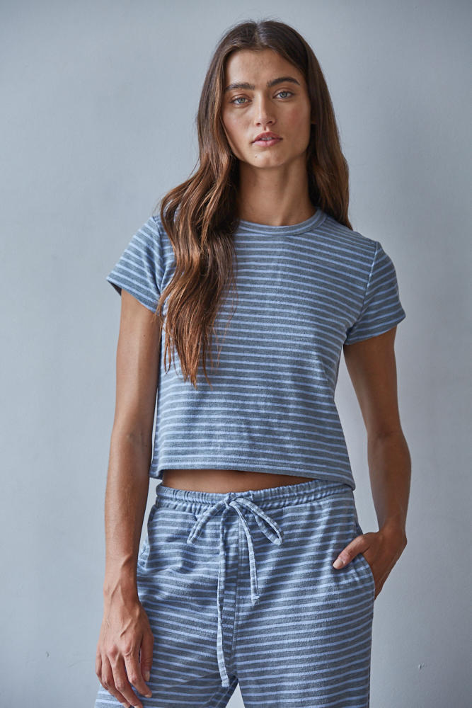 Striped Terry Jersey Knit Tee