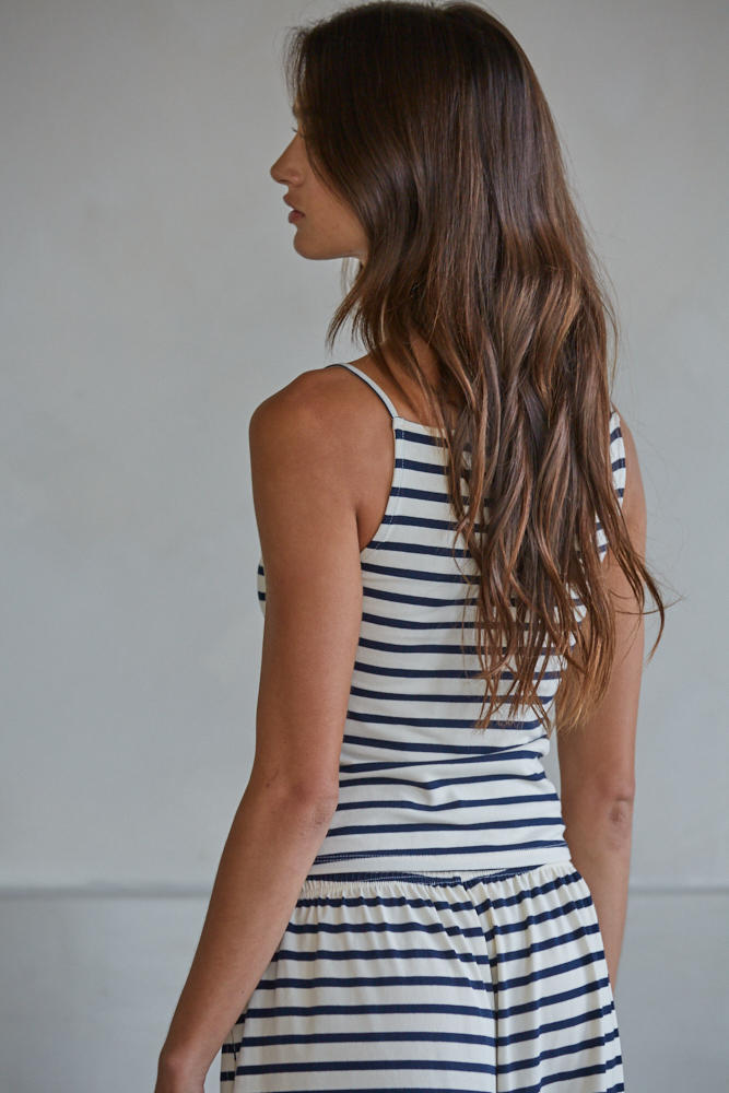 Navy Striped Square Neck Cami Tank