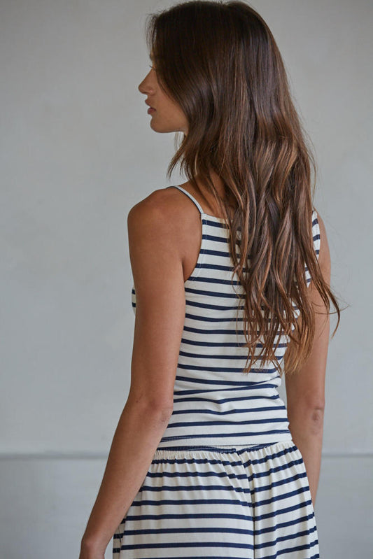 Navy Striped Square Neck Cami Tank