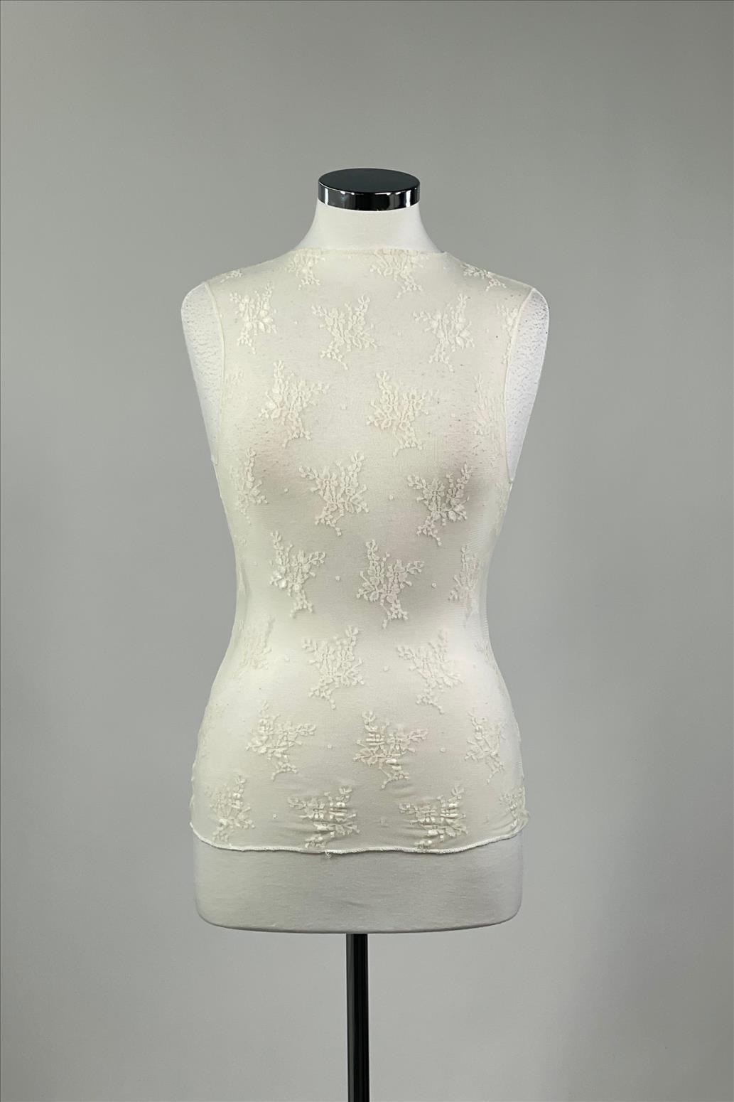 Ivory Floral Lace Sleeveless Top