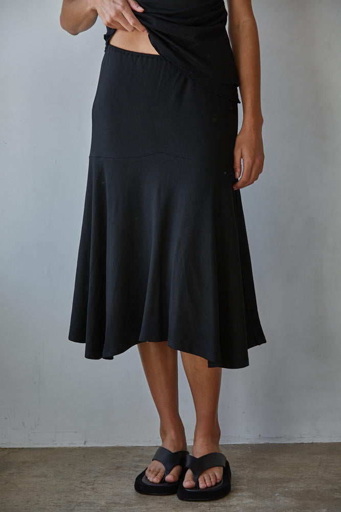 Black Knit Midi Skirt