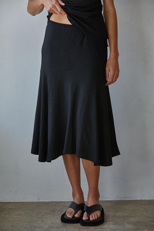 Black Knit Midi Skirt